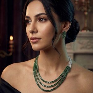 Emerald Cascade Layered Necklace Set