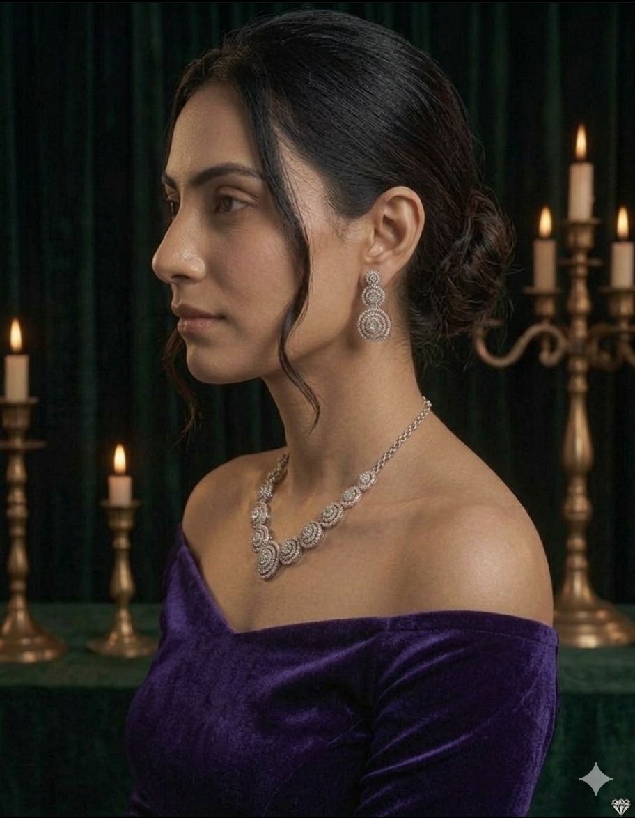 Celestial Halo Diamond Necklace Set - Image 2