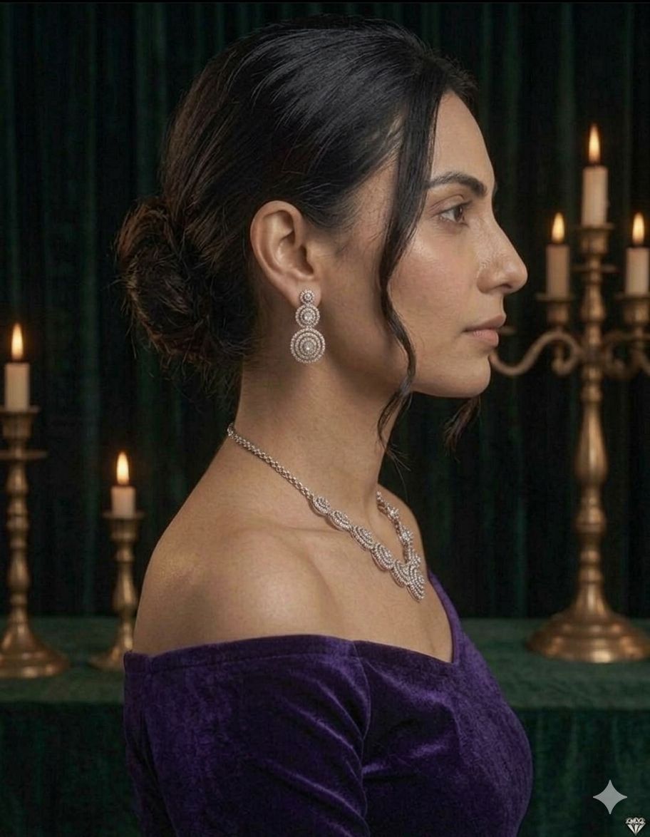 Celestial Halo Diamond Necklace Set - Image 3