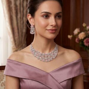 Blush Blossom Crystal Necklace Set