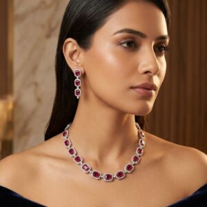 Crystal Cascade Lattice Necklace Set
