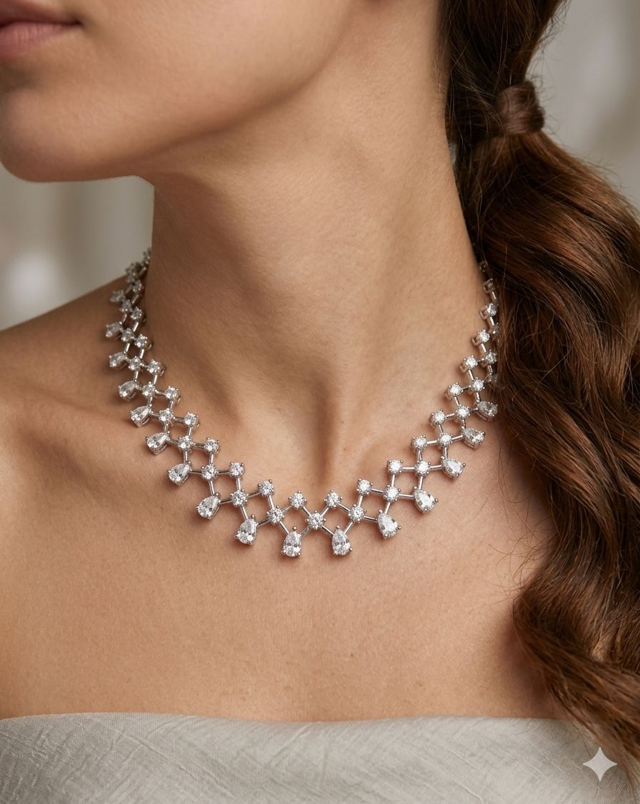 Starlight Crystal Lattice Necklace Set - Image 4
