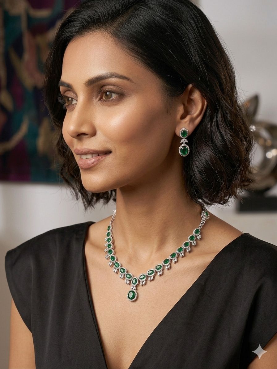 Emerald Royale Teardrop Necklace Set - Image 3